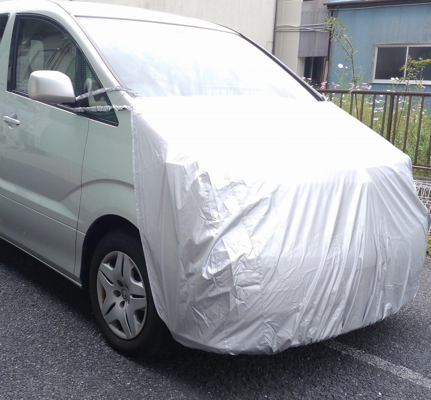 Amazon Automan オートマン ボンネットカバー ミニバン車用 汎用タイプ シルバー カーカバー フロント保護カバー ボンネットの保護に Acv 02 ボディーカバー 車 バイク