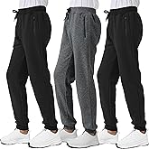 3 Pack Boys Fleece Sweatpants Athletic Soft Jogger Pants with Zipper Pockets Size 4-20 (No Pilling,No Fade)