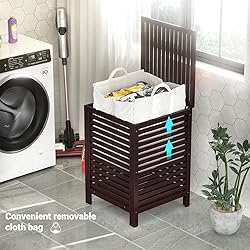 Homykic Bamboo Laundry Hamper with Lid, 120L Large
