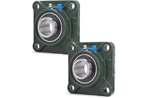 XIKE 2 Pcs UCF206-19 Bore 1-3/16" Pillow Block Square Flange Mounted Ball Bearings, Solid Cast Iron Base and Self Aligning Ch