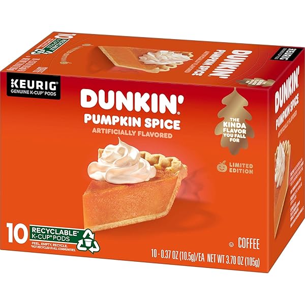 DUNKIN’ PUMPKIN SPICE FLAVORED COFFEE, 10 KEURIG K-CUP PODS
