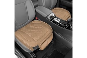 Motor Trend Car Seat Cushion, 2 Pack - Diamond Stitched Faux Leather Seat Covers for Cars Trucks SUV, Beige Padded Car Seat Covers with Storage Pockets, Premium Automotive Seat Covers for Front Seats