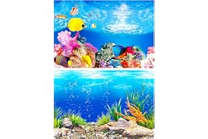 Lainrrew Aquarium Background, 12 x 21Inch Double Sided Fish Tank Background Aquarium Decorations Poster Paper Cling Decals Wallpaper Sticker Terrarium Background (Type 1)