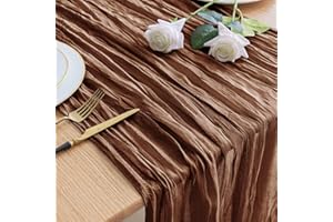 Asee'm Cheesecloth Table Runner 120 Inches Long Brown Boho Gauze Cheese Cloth Runner 10FT Rustic Sheer Fall Table Runners for Thanksgiving Wedding Party Baby Shower Decoration