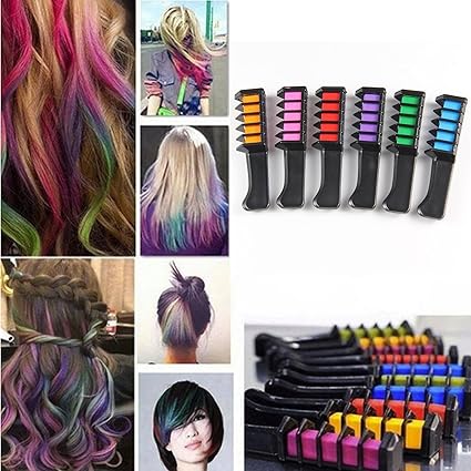 Pelo Tiza Temporal Para El Pelo Peine Tinte Shimmer Color Crema 6 Colores