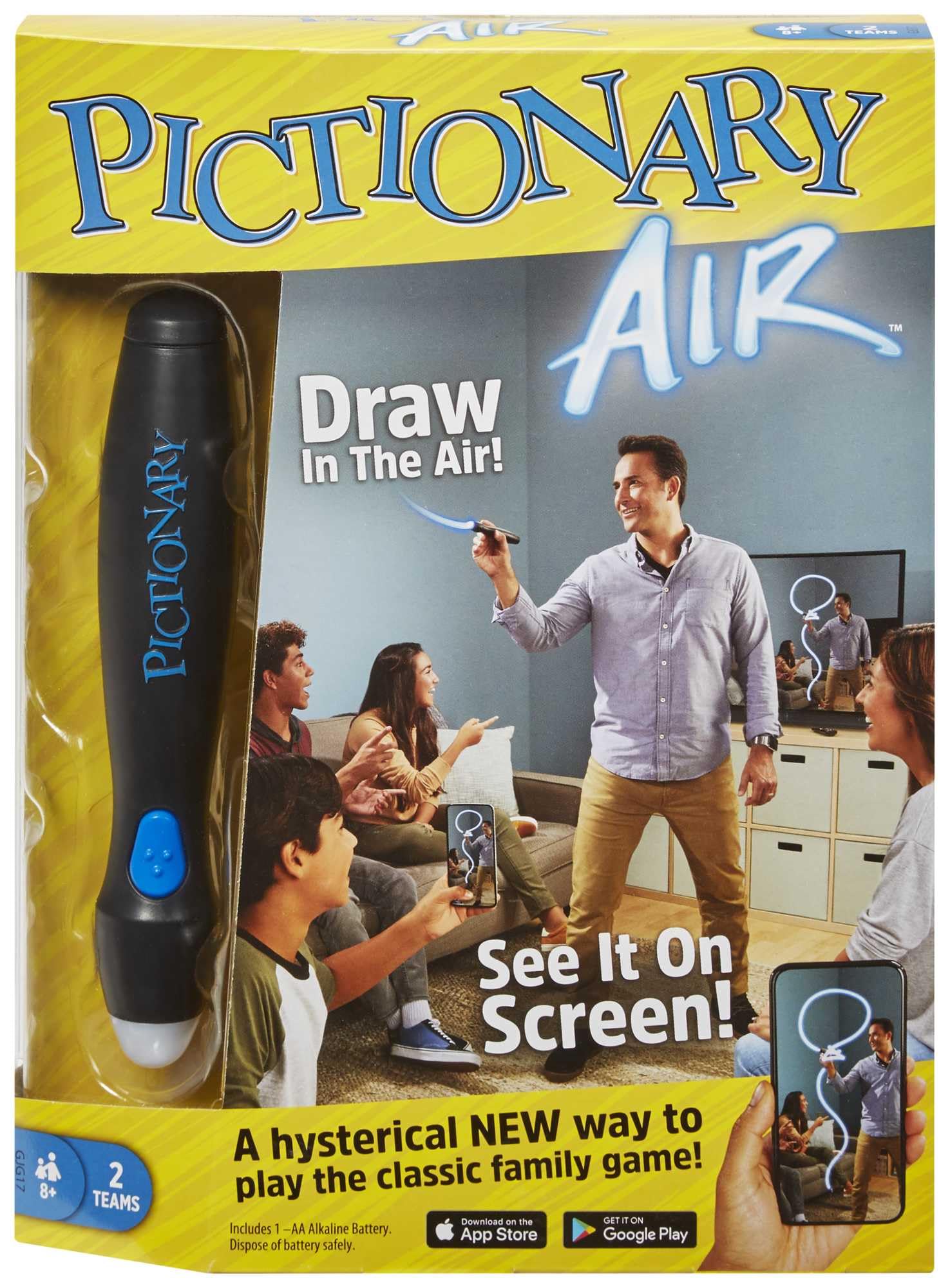 Mattel Games Pictionary Air, Family Board Game for Kids and Adults, Engaging Gift for Kids, Drawing Game for 2 Teams with Multiple Players, Ages 8 and Up, English Version, GJG17