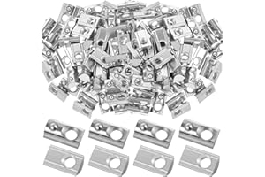 Yaocom 100 Pcs 4040 Series M8 T Nuts Half Roll in Spring Silver Thread Spring Carbon Steel European Standard T Nut for Aluminum Extrusion Profile