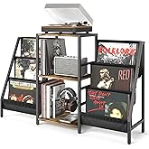 Record Player Stand with Vinyl Storage, Record Player Table with Record Storage 200 Albums, Turntable Stand with Record Holde