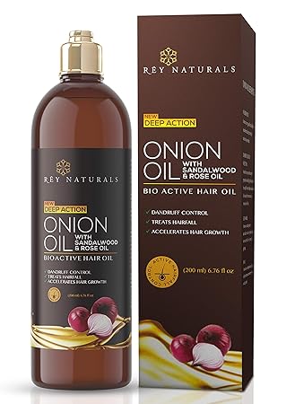 Rey Naturals Onion Hair Oil with 14 Essential Oils - Controls Hair Fall- 200ml