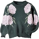 Floerns Girl's Cute Floral Sweater Crew Neck Loose Knitted Pullovers Winter Fall Clothes