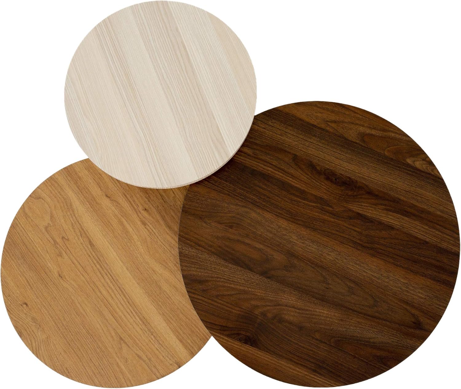 Walker Edison Furniture Company 3 Piece Modern Round Nesting Coffee Table Set Living Room Accent Ottoman Storage Shelf, Set of 3, Dark Walnut: Furniture & Decor