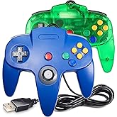 2 Pack Classic N64 Controller, miadore N64 Wired USB PC Game pad Joystick, N64 Bit USB Wired Game Stick Joy pad Controller fo