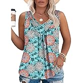 VISLILY Womens-Plus-Size-Tank-Tops 2026 Casual V Neck Sleeveless T Shirts Flowy Pleated Tunics Trendy Cute Blouses XL-5XL
