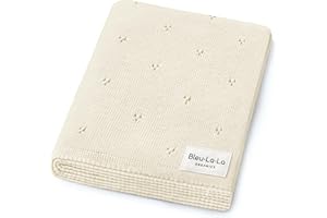 Bleu La La Luxury Organic Cotton Lightweight Knit Baby Blanket (18 - Pointelle - Butter Cream)