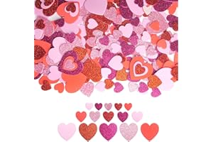 HADDIY Valentine's Day Foam Heart Stickers,300 Pcs Glitter Red Pink Hearts for Crafts 3 Different Sizes Heart Shape Decals for Kids Art Scrapbooking and Wedding Decor