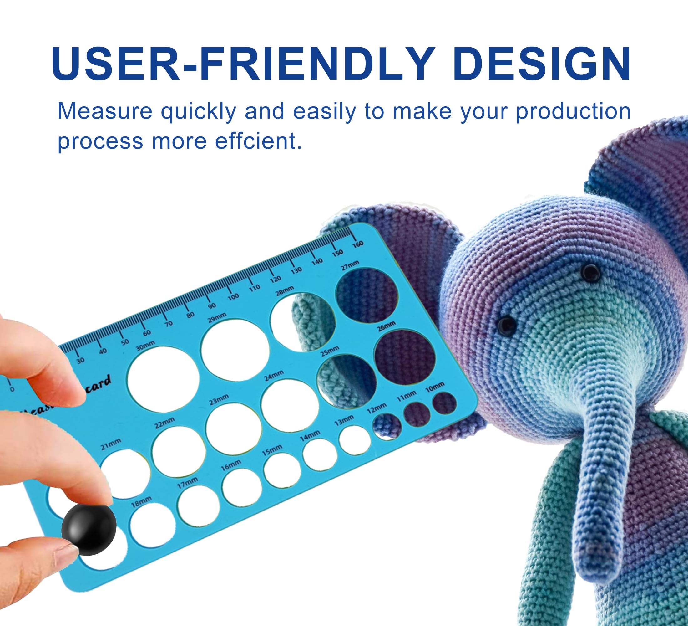 GEOCCI Safety Eye Tool with 160 pcs Amigurumi Eyes and 10-30mm Safety Eye Sizer Tool（Blue）