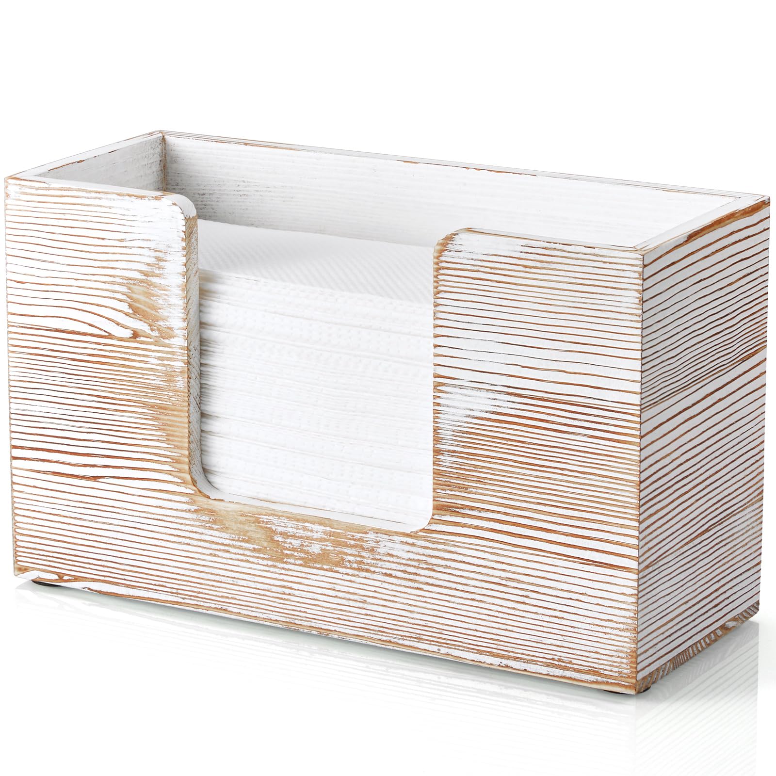Photo 1 of Paper Towel Dispenser Countertop, White Washed Wood Bathroom Paper Towel Holder, Napkin Holder for Kitchen, Countertop Multifold C-Fold, Z-Fold, Trifold Paper Hand Towel Dispenser for Toilet