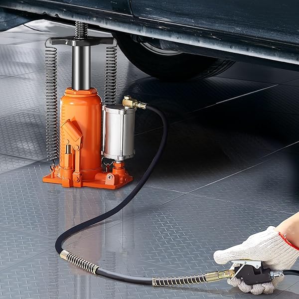 VEVOR AIR HYDRAULIC BOTTLE JACK, 20 TON/40000 LBS ALL WELDED BOTTLE JACK, 10.4-19.7 INCH LIFTING RANGE, MANUAL HANDLE AND AIR PUMP, FOR CAR, PICKUP, TRUCK, RV, AUTO REPAIR, INDUSTRIAL ENGINEERING