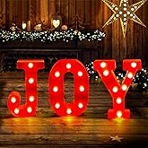 XIMISHOP Christmas Decor-Christmas Decorations Indoor-3 LED Marquee Light Up Letters Sign Joy Christmas Lights for Xmas Home Kitchen Fireplace Tabletop Party Decoration