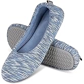 Garonne Women's Ballerina Slippers with Memory Foam and Rubber Sole, Ladies' Non-Slip House Shoes for Bedroom Indoor