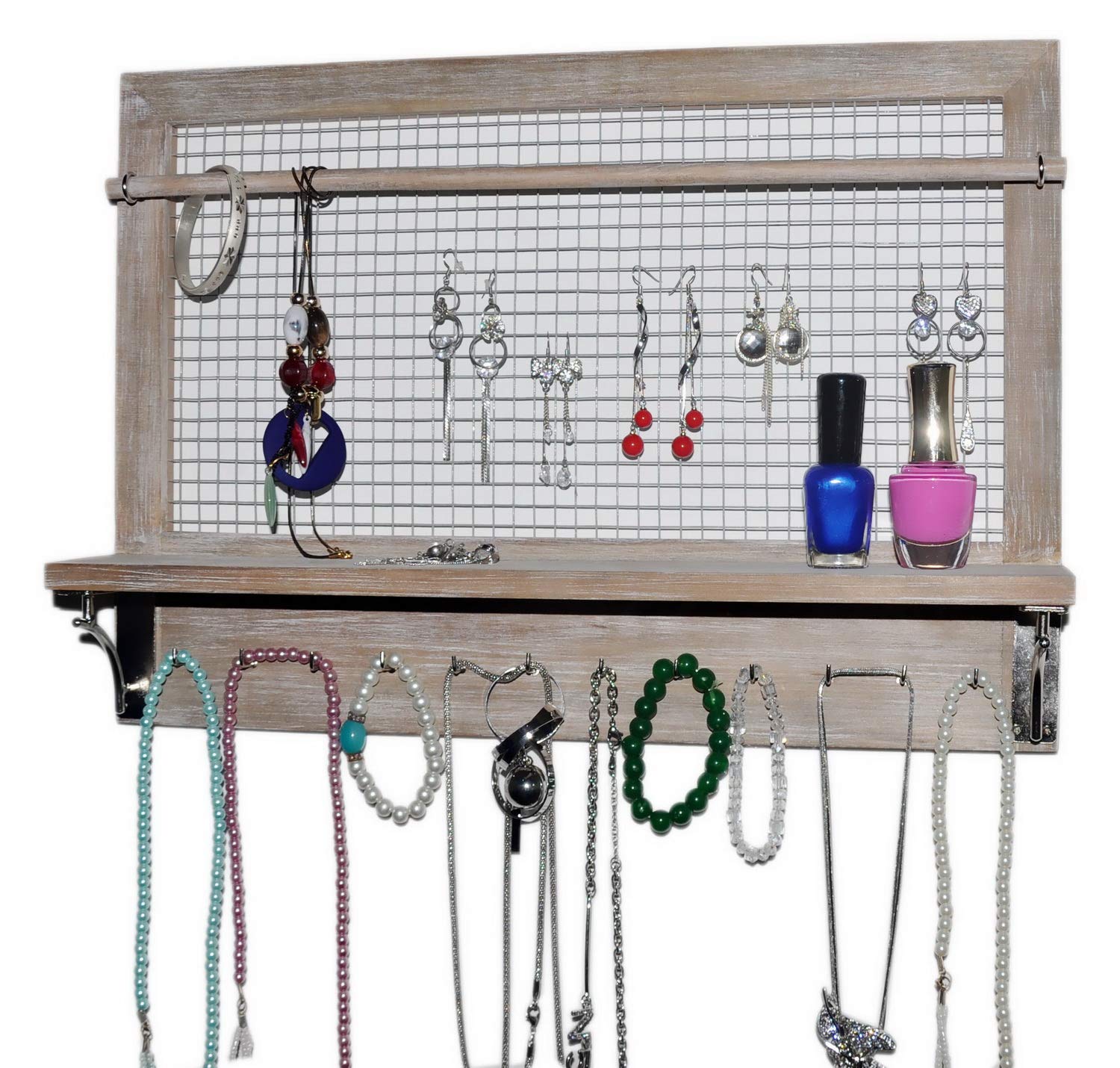 Spiretro Wall Mount Jewelry Organizer Holder with Hooks Shelf Rod hanging 604270458839 eBay