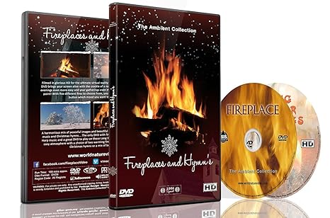 Kaminfeuer 2 DVD Set Kaminfeuer und Hymnen mit Schneefall und Kaminfeuern