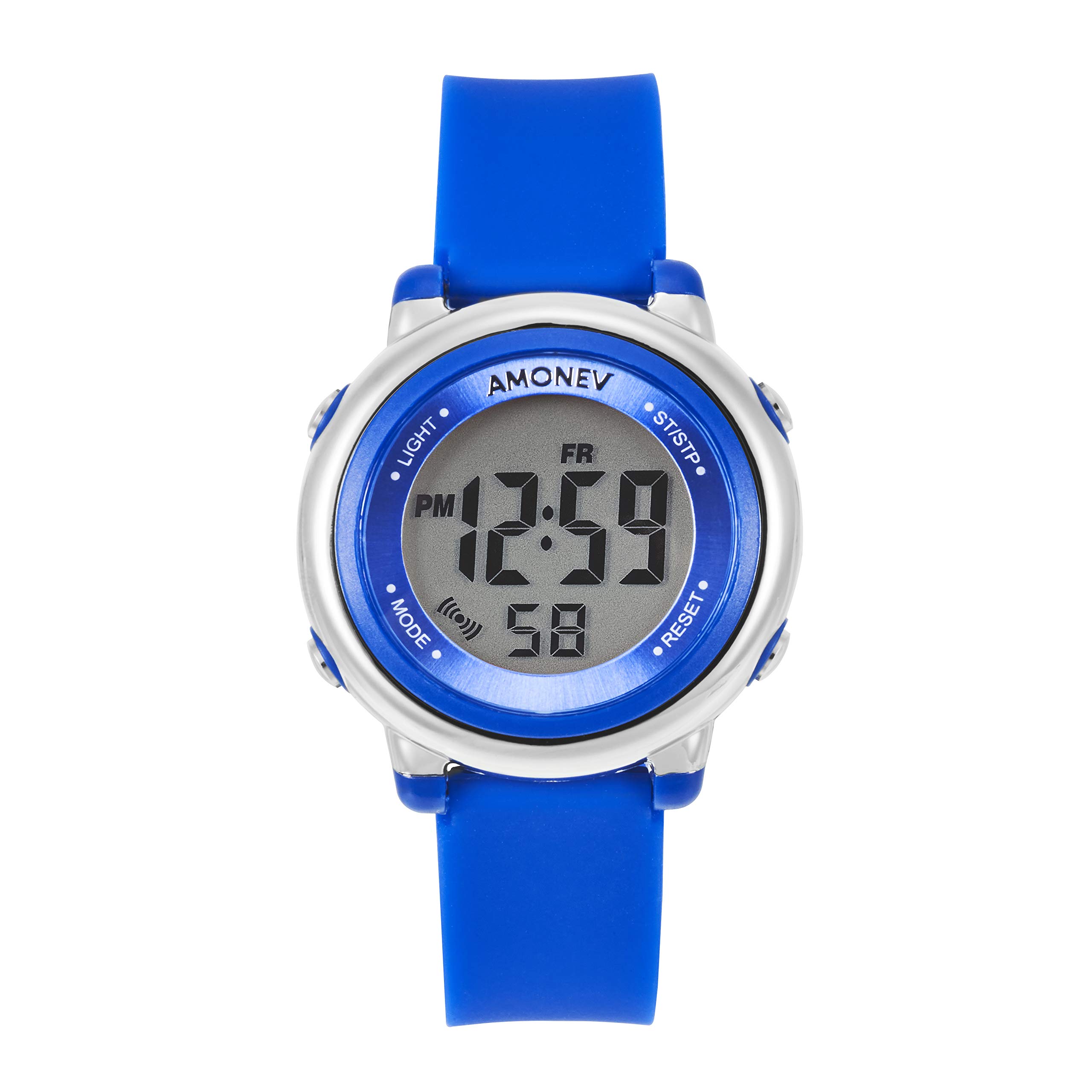 Amonev Children Digital Watches for Boys and Girls, These Kids Sports Outdoor Digital Watch Features Alarm Stopwatch 7 LED Backlight and is 5ATM Waterproof (Blue)