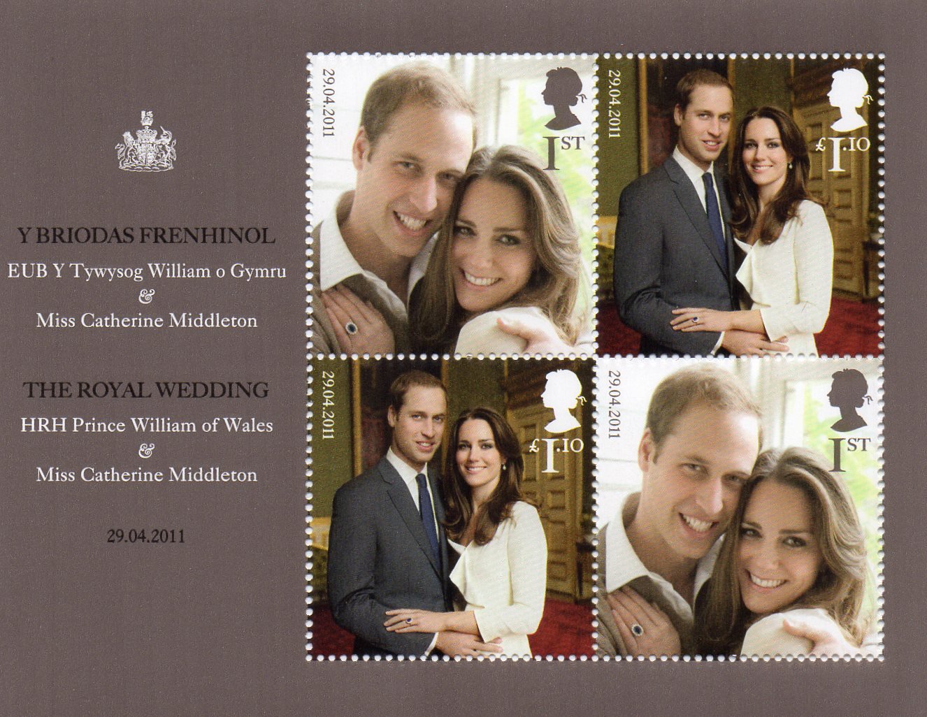 2011 William and Kate, Royal Wedding Stamp Miniature Sheet (Mini Sheet)