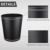 GORESE Leather Trash Can Wastebasket 9.4in Opening 11in H Black view 3
