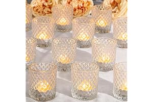 CONNOO 26 Pcs Votive Candle Holders, Clear Glass Candle Holders Bulk for Table Centerpiece, Tea Lights Candle Holders for Wedding Shower, Party, Holiday and Home Decor