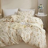 HighBuy Yellow Floral Comforter Set Queen Botanical Bedding Comforter Set for Queen Bed Women Girl Garden Bohemian Floral Comforter with 2 Pillowcases,Garden Style Bedding Sets
