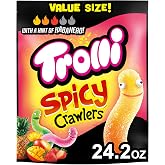 Trolli Spicy Crawlers Gummy Worms, 24.2 oz Stand Up Bag | Strawberry habanero, mango habanero, pineapple habanero gummy worms, resealable, value size, party candy, sharing, snacking