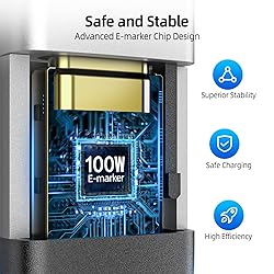 For Thunderbolt 4 Cable 40Gbps 2 in 1 USB C Cable
