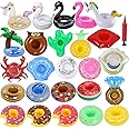 Inflatable Drink Holder, 25 Pack Pool Drink Floats Inflatable Cup Holders + 1 Hand Pump, Drink Floaties for Swimming Pool Party