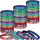 Skylety 60 Pcs Spanish Bible Verse Silicone Bracelets Bulk Motivational Rubber Wristbands Hispanic Heritage Month Bracelets for Spanish Party Favors Gifts