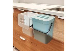 stonespace Compost Bin Indoor Kitchen Sealed, Mountable Compost Bucket, Hanging Food Waste Bin for Kitchen,1.3 Gallon/ 5L Blue