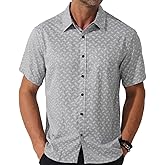 fohemr Mens Short Sleeve Casual Button Down Graphic Printed Shirt Summer Untucked Business Pattern Dress Shirts with Pocket