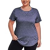 ForHailey Women's Plus Size Workout Tops Short Sleeve Loose fit Shirts Athletic Gym Yoga Clothing