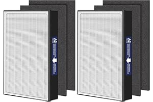 ZYZCBXZC A2 Filter Replacement for 3M Filtrete Room A2 Models FAP-C02-A2 FAP-C03-A2 FAP-T03-A2, 2 Post-Filters + 4 Carbon pre-Filters, Part No.1150101