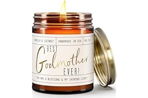 SOY AND SASS Godmother Gift - 'Best Godmother Ever!' Candle, w/Coconut & Vanilla - Godmother Gifts from Godchild I Godmother Proposal Gift I God Mother Gifts for Women I God Mom I 50Hr Burn, USA Made