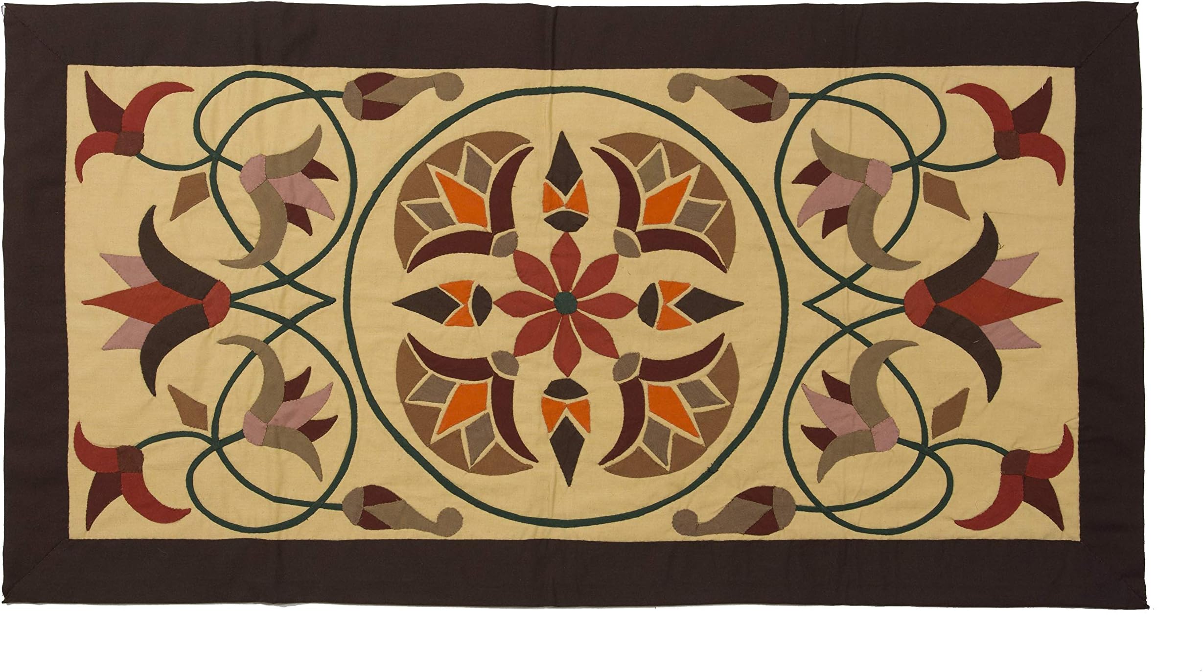 Dokkan Crafts Rectangular Design Flowers 4 Lotus Flowers in Center
