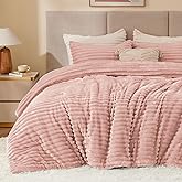 BEDELITE Fleece Queen Comforter Set -Super Soft & Warm Fluffy Dusty Pink Bedding, Luxury Fuzzy Heavy Bed Set for Winter with 2 Pillow Cases
