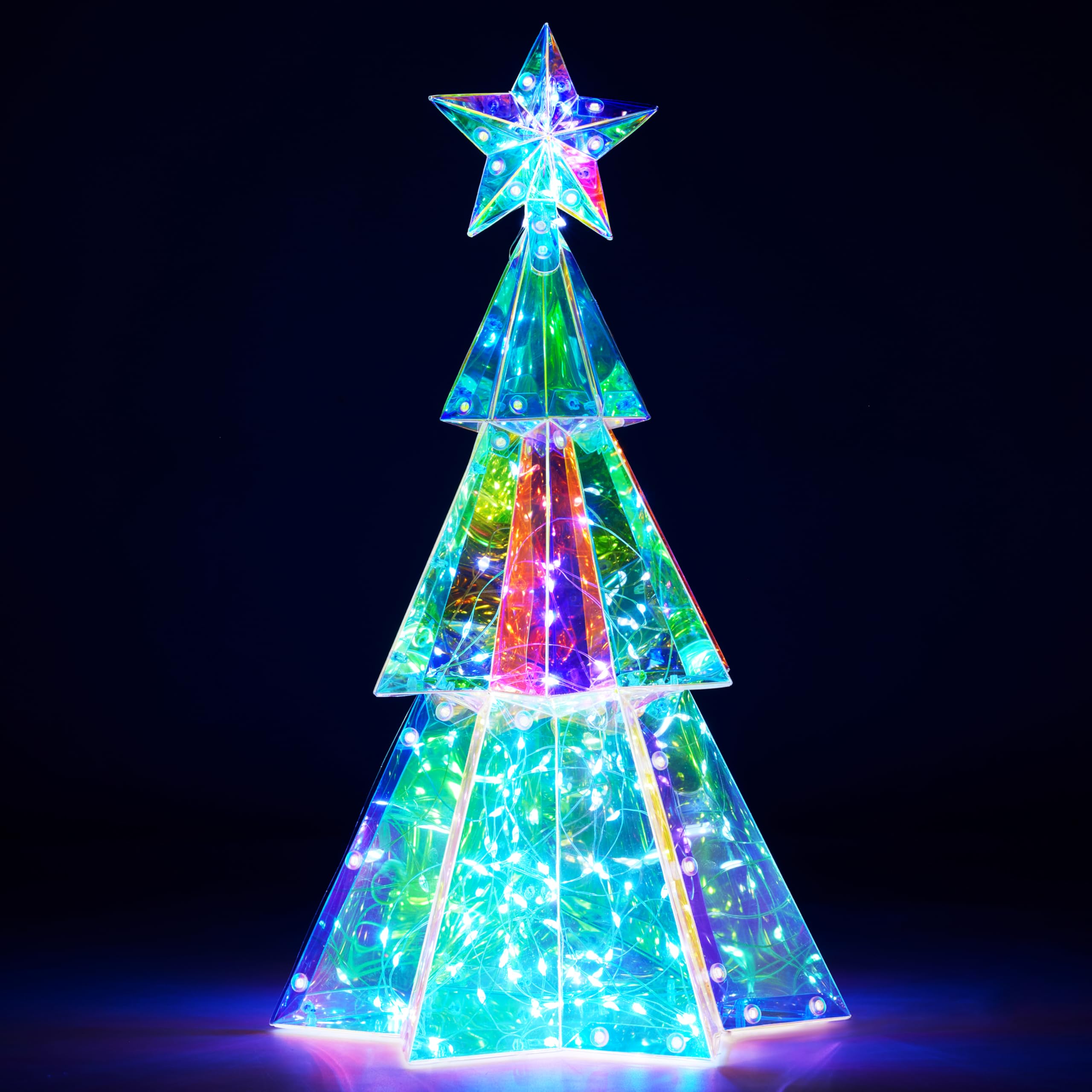Photo 1 of Joiedomi 15 in Prismatic Iridescent Christmas Tree Light Decorations, Prismatic Christmas Decor, 100 LED Cool White Lights for Indoor Holiday Décor, Christmas Eve Night Décor