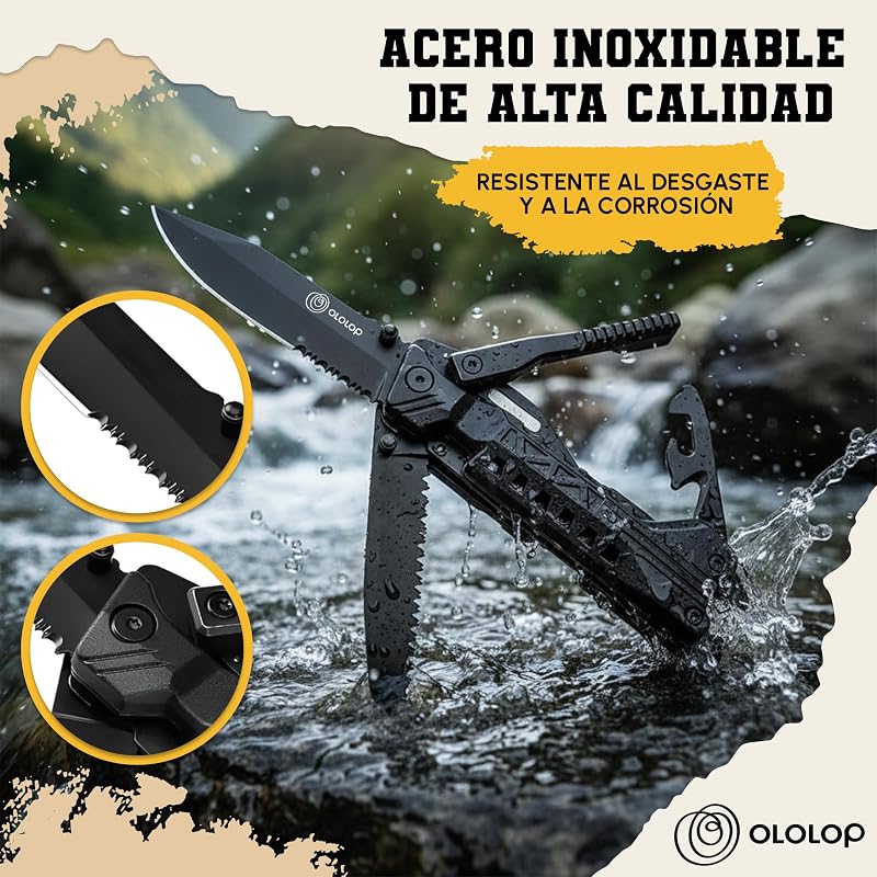 ® Navaja multiusos 23 en 1, incluye cuchillo de supervivencia