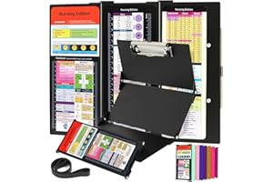 SC PRINTING WORLD Nursing Clipboard Foldable with Medical Edition Cheat Sheets, 3 Layers Aluminum Foldable Clipboard for Nursing, Notepad for Students, Nursing School Essentials (Black)
