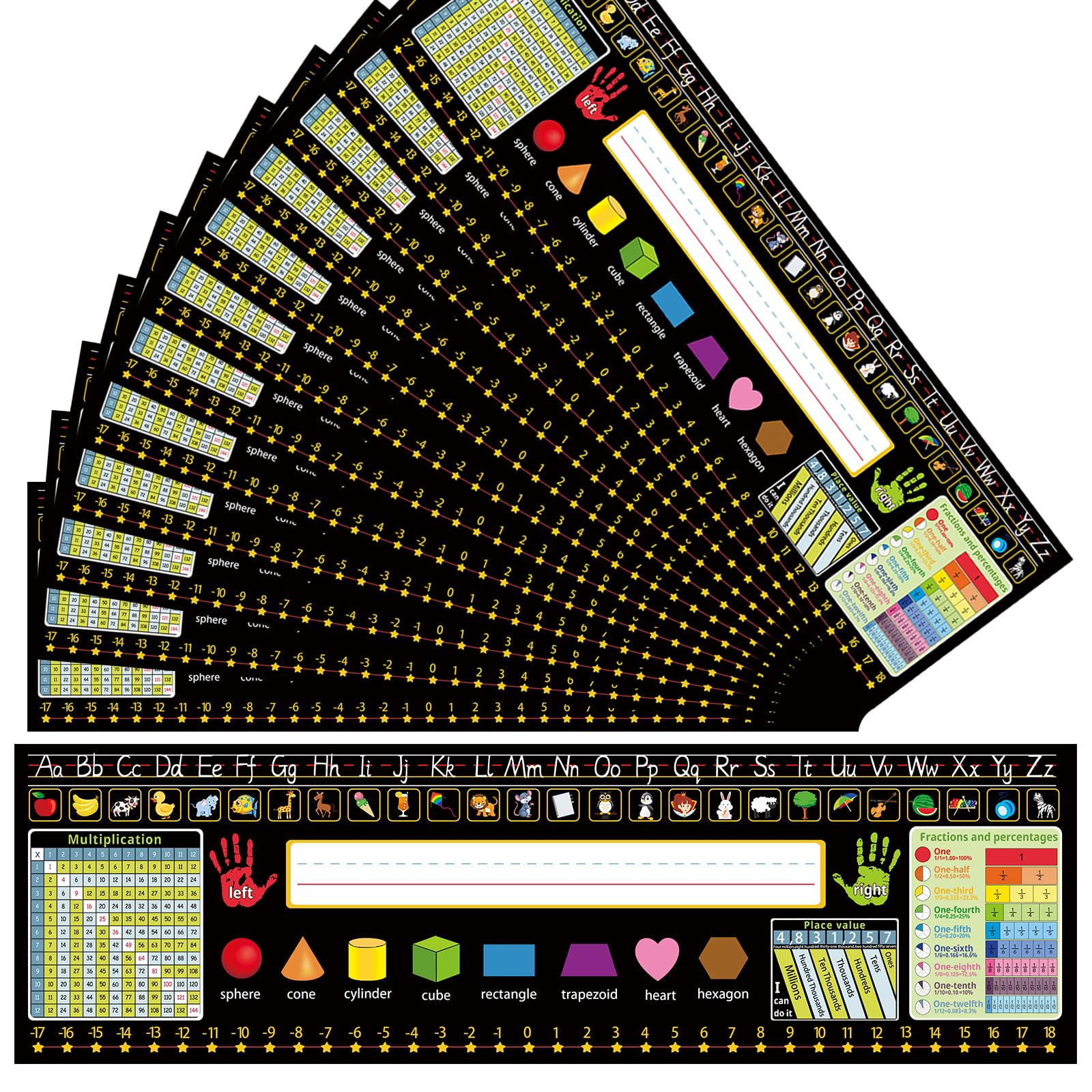 Photo 1 of 36 Pack Self Adhesive Name Tags for Classroom Student Desks,Multipurpose Manuscript Students Name Plates for desks Classroom with Multiplication, Fractions and Percentages Table(14.2 x 4 Inch)