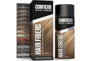 CONFIERR Hair Fibers for Men & Women (15 Grams, Medium Blonde) - Fill In Fine or Thinning Hair, Instantly Thicker, Fuller Looking Hair