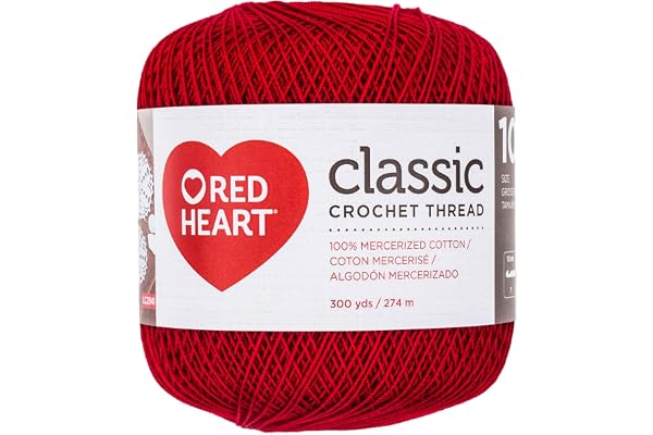 Red Heart Crochet Thread Yarn, 300 Yards, Victory Red, 1 Count (Pack of 1)