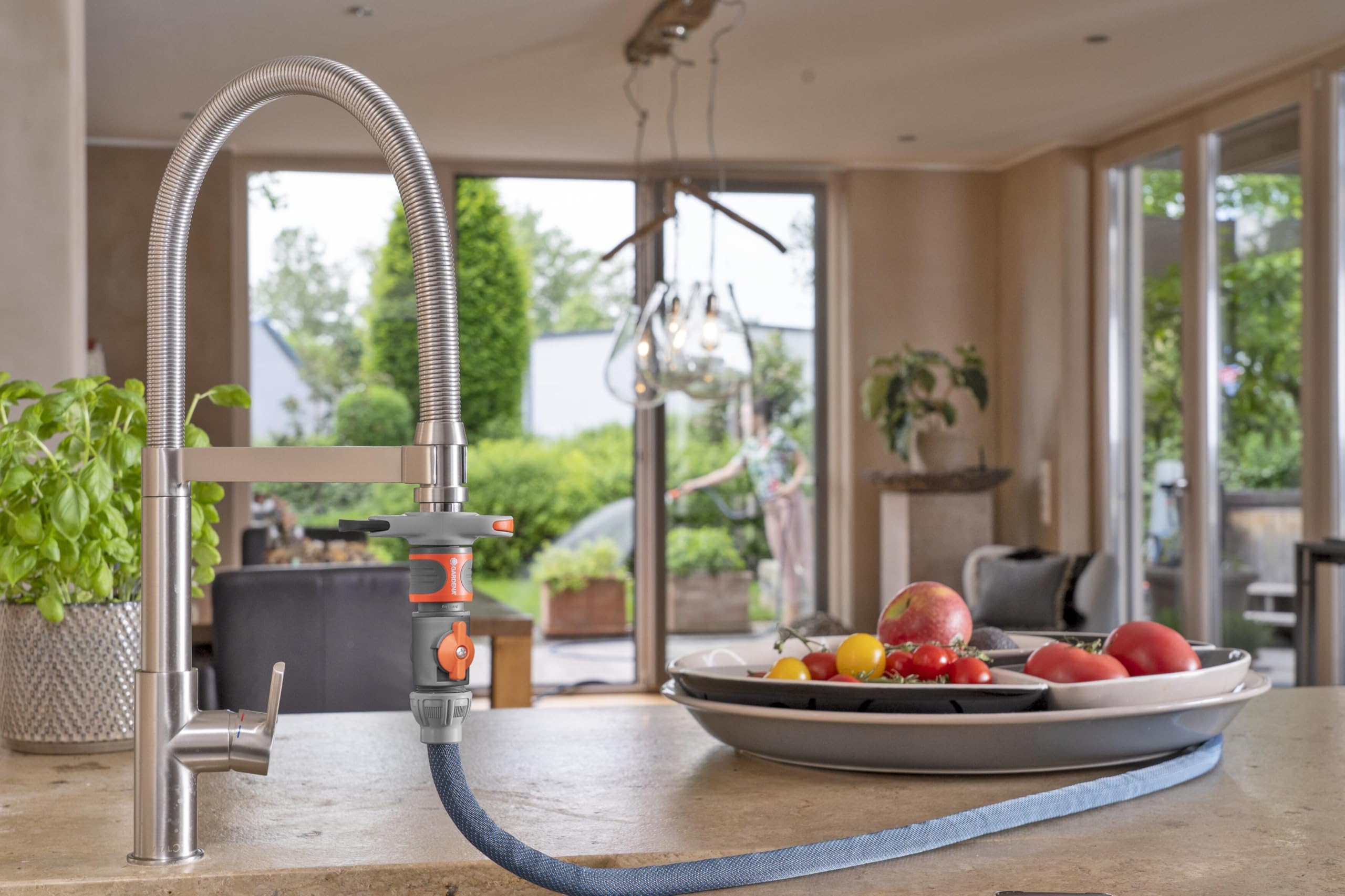 Gardena Schlauch Textilschlauch Liano Xtreme 1/2", 10 Meter Set + Indoor-Adapter 4