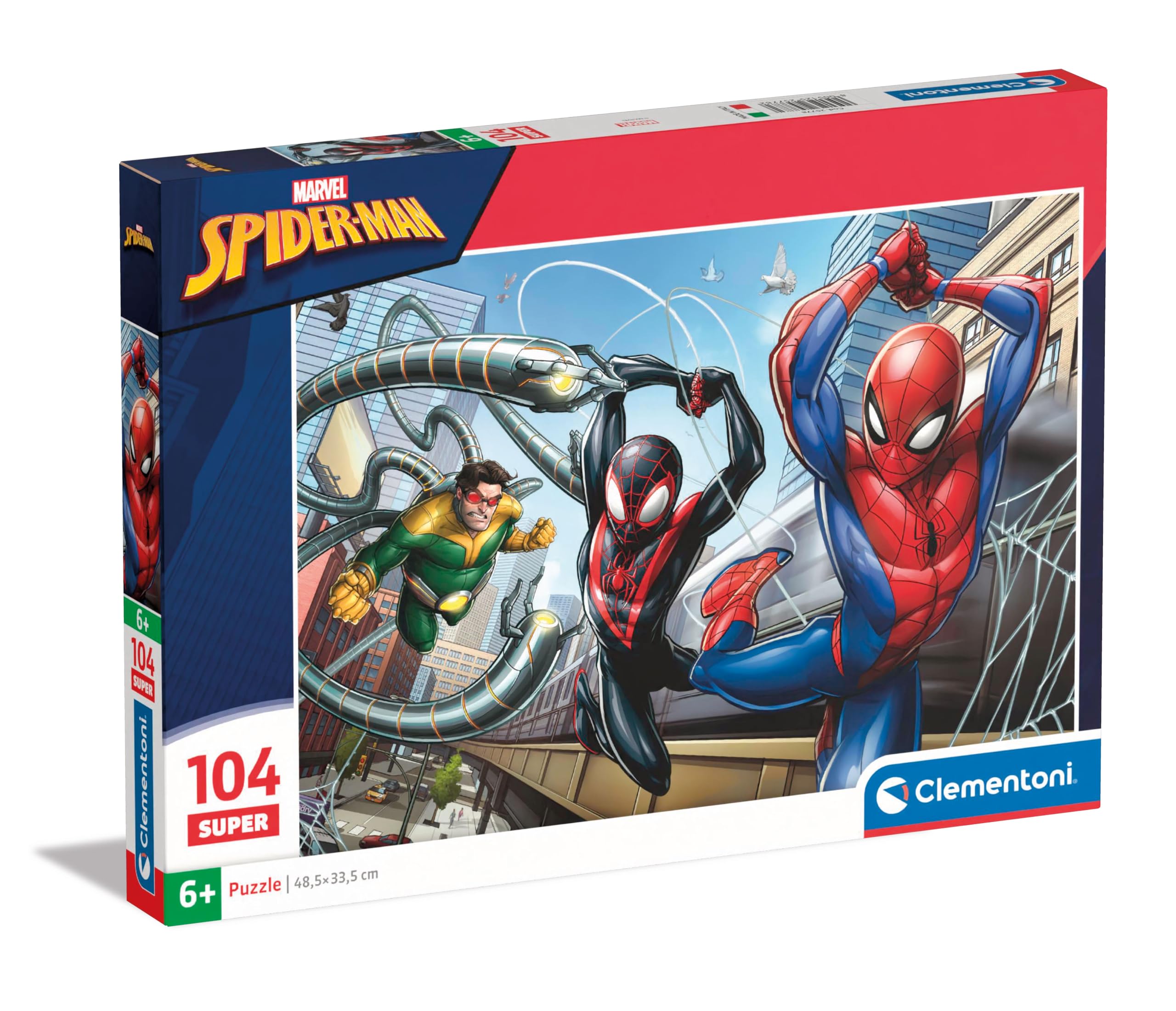 Clementoni Jigsaw Puzzle Marvel Spider-Man 104 Pieces - Supercolor Puzzle For Children 6-8 Years, Cartoon, Marvel, Gift For Boy/Girls, Puzzle For Kids, Made In Italy, 25778